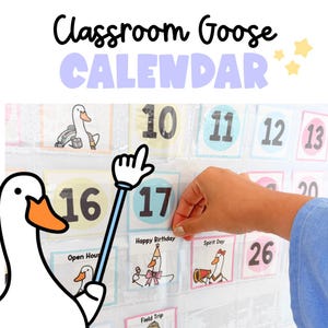 Calendário de Aulas - Tema Ganso Divertido - Decoração de Sala de Aula com Gansos - Decorações Fofas em Tons Pastel para Consultório de Aconselhamento - Quadro de Tempo