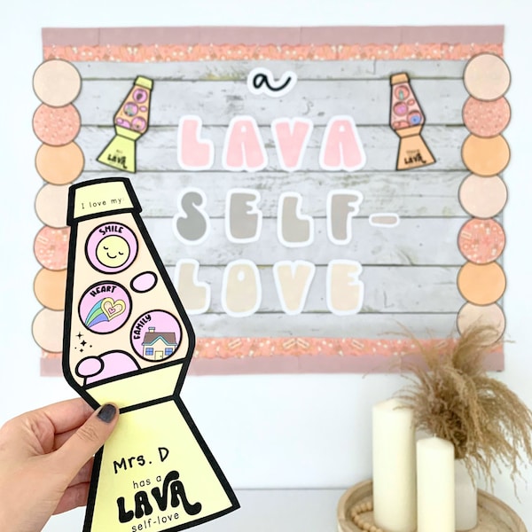 Self Love Club Decor | Groovy Lava Lamp Classroom Bulletin Kit | Valentines Day Bulletin Board Classroom | Self Esteem Activities for Kids