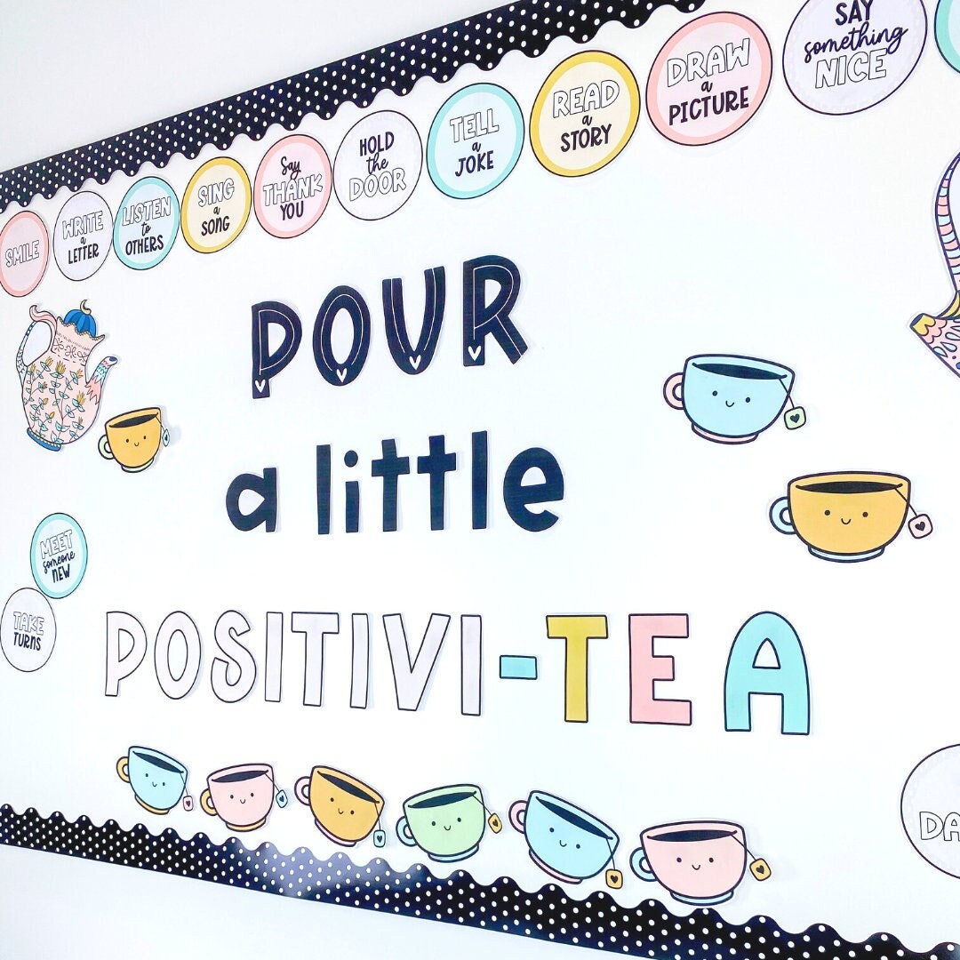 Kit de tablón de anuncios "Kindness Matters Positivitea" para oficinas de consejería y decoración de aulas