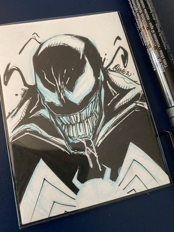 picture Venom Comic Art Drawing venom sketch card spider man marvel comics art art of etsy