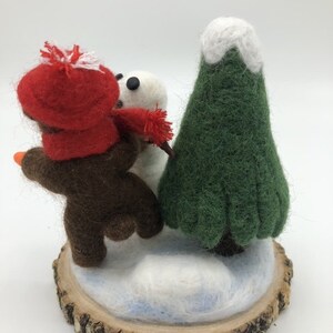 Needle Felted Winter Bear and Snowman image 3