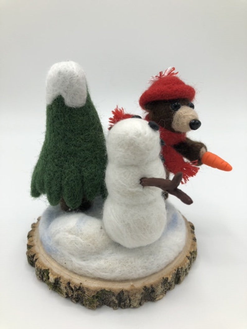 Needle Felted Winter Bear and Snowman image 4