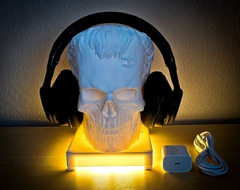 Frankenstein skull headphone stand illuminated night light