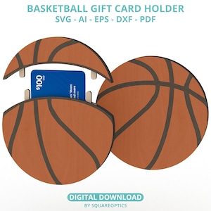 Basketball Gift Card Holder, Birthday Father's Day Graduation Sport Event Coach, Laser Cut File Multilayer SVG Digital Download