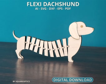 Flexible Dachshund Wiener Dog 3MM Flexi Fidget Toy Laser Cut File Multilayer SVG Digital Download  for GlowForge, LightBurn, xTool, etc