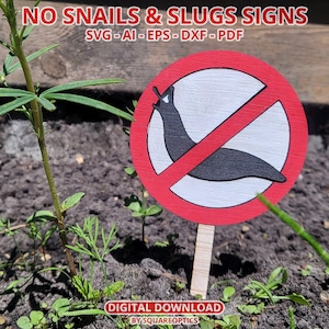 Panneaux d'avertissement de jardin anti escargots et limaces, décoration antiparasitaire drôle, fichier SVG numérique pour Glowforge, LightBurn, xTool, Cricut, etc.