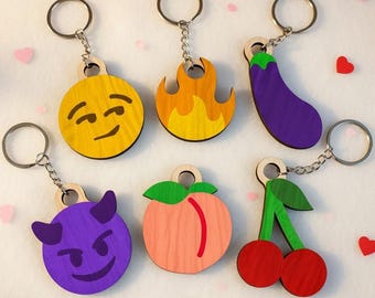 Llaveros de emojis picantes para adultos / Regalo divertido para San Valentín / Paquete SVG cortado con láser