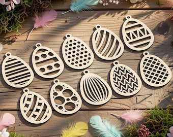 Easter Egg Ornaments Laser Cut File SVG Digital Download for GlowForge, LightBurn, xTool, Cricut, Silhouette, etc