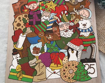 Weihnachten Doodle Puzzle, Winter Familienspiel, Laser Cut Datei SVG Digital Download für Glowforge, LightBurn, xTool, Cricut usw.