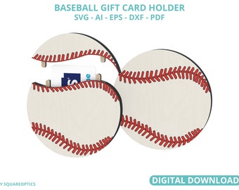 Baseball Gift Card Holder, Birthday Father&#39;s Day Graduation Sport Event Coach, Laser Cut File Multilayer SVG Digital Download