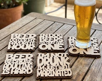 Juego de posavasos divertidos y atrevidos / Regalo sarcástico para el Día del Padre / Archivo SVG cortado con láser / Descarga digital para GlowForge, LightBurn, Cricut, etc.