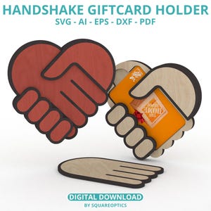 Hand vasthouden Handdruk Hartvormige Cadeaukaarthouder Meerlaagse SVG Digitale download voor GlowForge LightBurn xTool Cricut Silouette enz