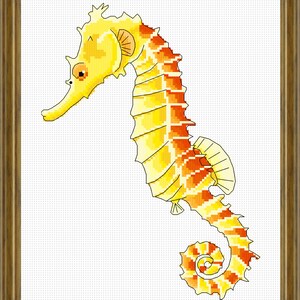 Yellow and Orange Seahorse Cross Stitch Pattern