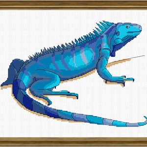 Blue Iguana Cross Stitch Pattern