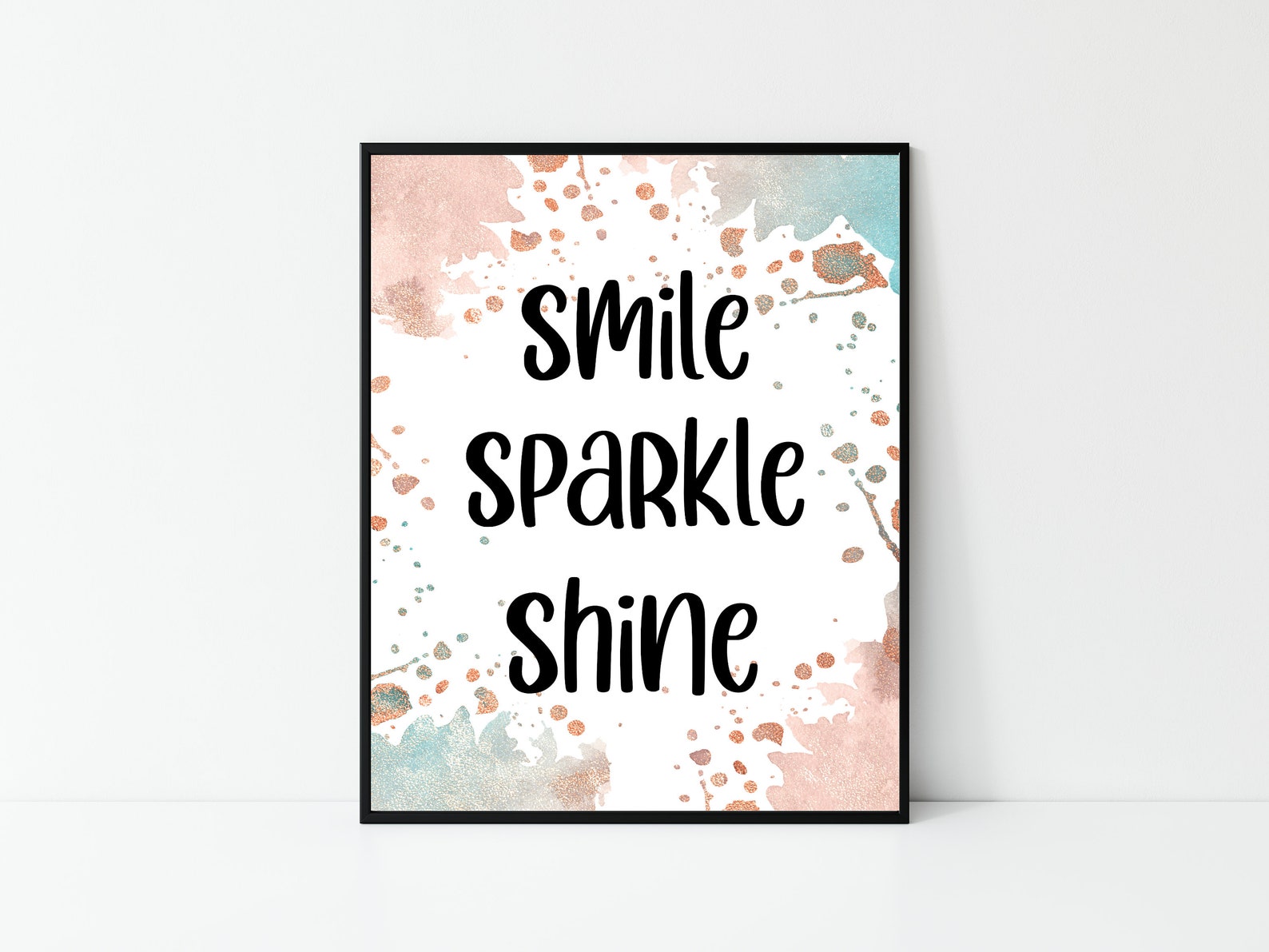 Smile Sparkle Shine Wall Art Printable Inspirational Quote Etsy