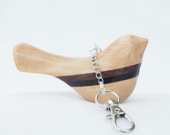Wooden bird keychain/bag charm