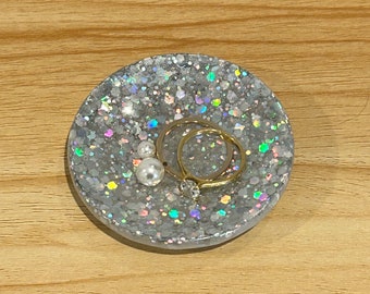 Mini Disco Glitter Gold or Silver Ring Dish