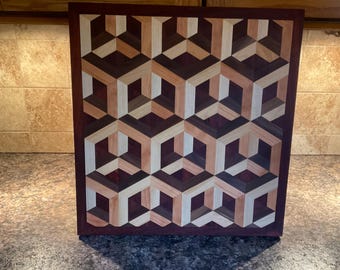 3D Cubes Endgrain Cutting Board - Etsy