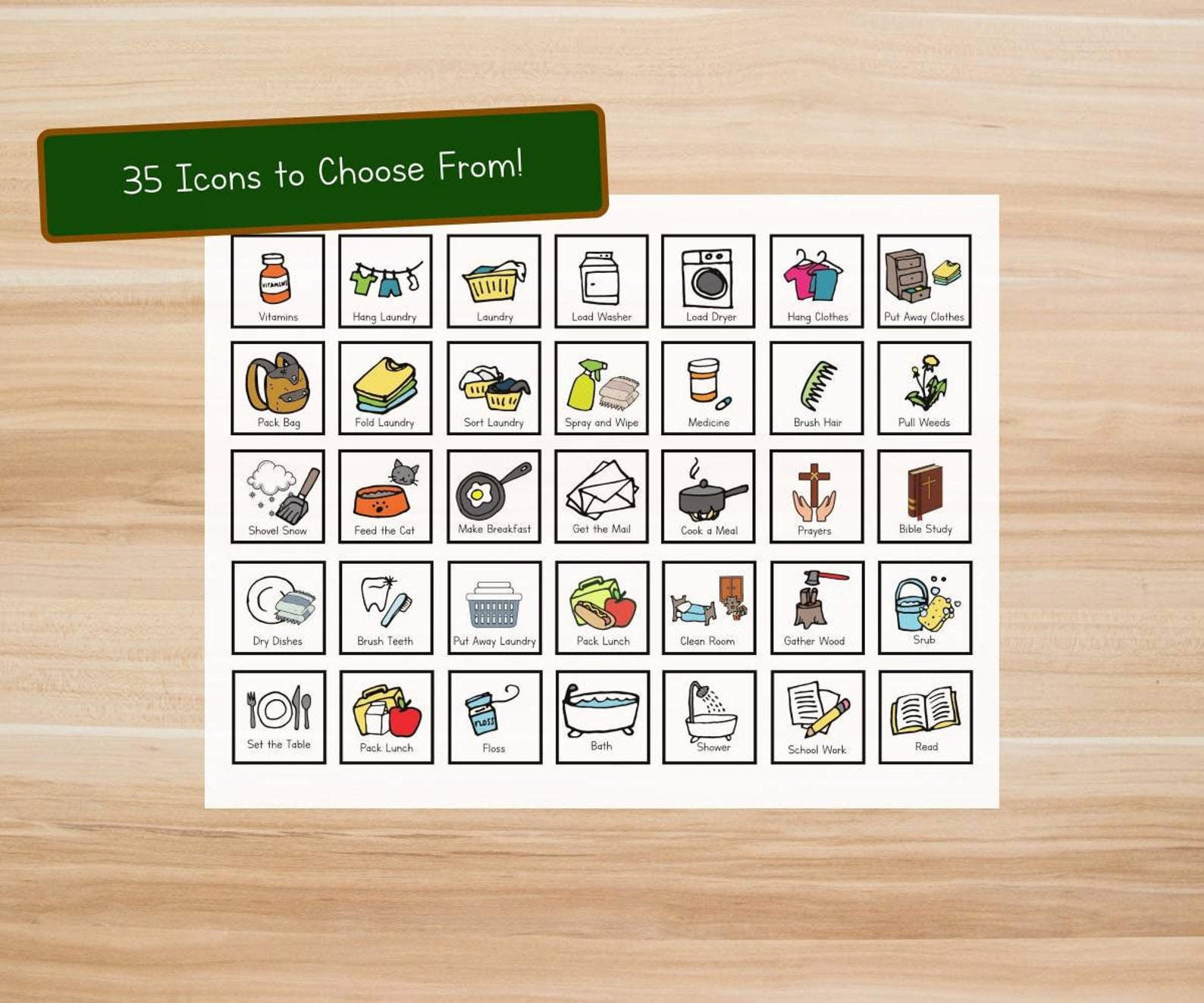 kids chore chart pictures icons for your chart print now etsy