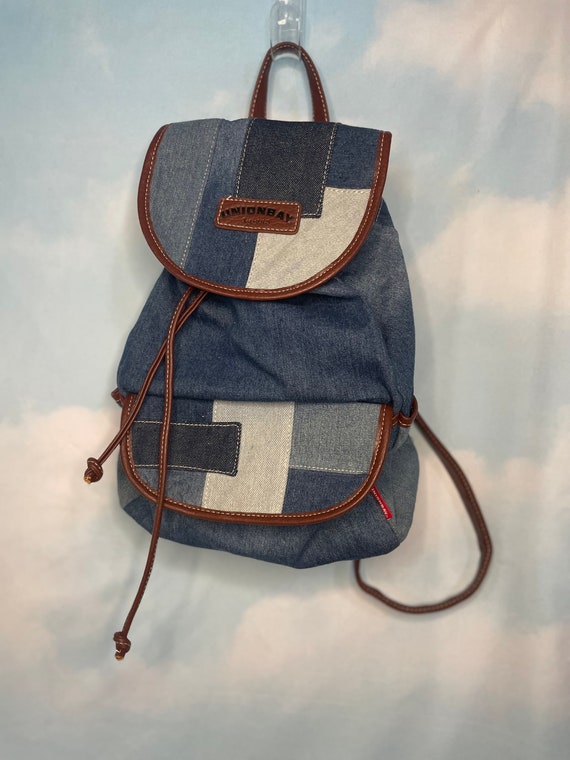 Denim patchwork backpack