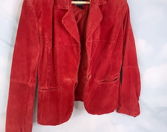 Red suede leather jacket