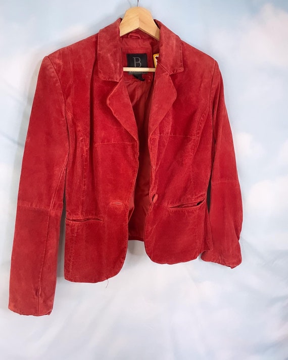 Red suede leather jacket