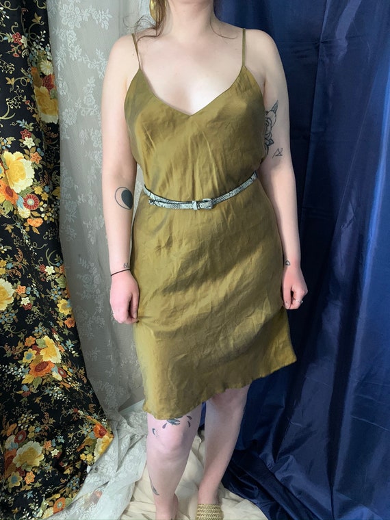 Gold 100% matte silk slip dress