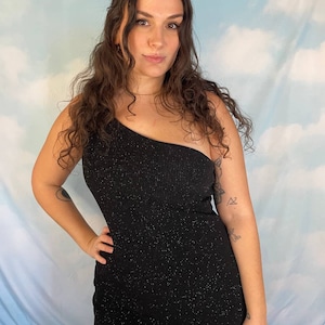 Black sparkly floor length maxi gown