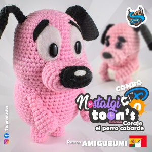 Combo Courage the Cowardly Dog Amigurumi | Pattern in Spanish by StuProductos