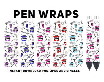 Pen Wraps Dental hygienist Collage version 1, PNG, JPEG and singles