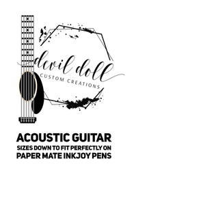 Digital Acoustic guitar sized down to fit woodgrain paper mate pens