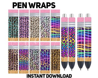 Pen Wraps animal print PENCIL version 1, 10 high resolution grouped PNG, JPEG and singles!