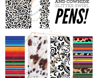 serape or cowhide pen wraps and leopard spots svg needed to make the perfect sized down glitter InkJoy pens, SVG, JPG, and PNG