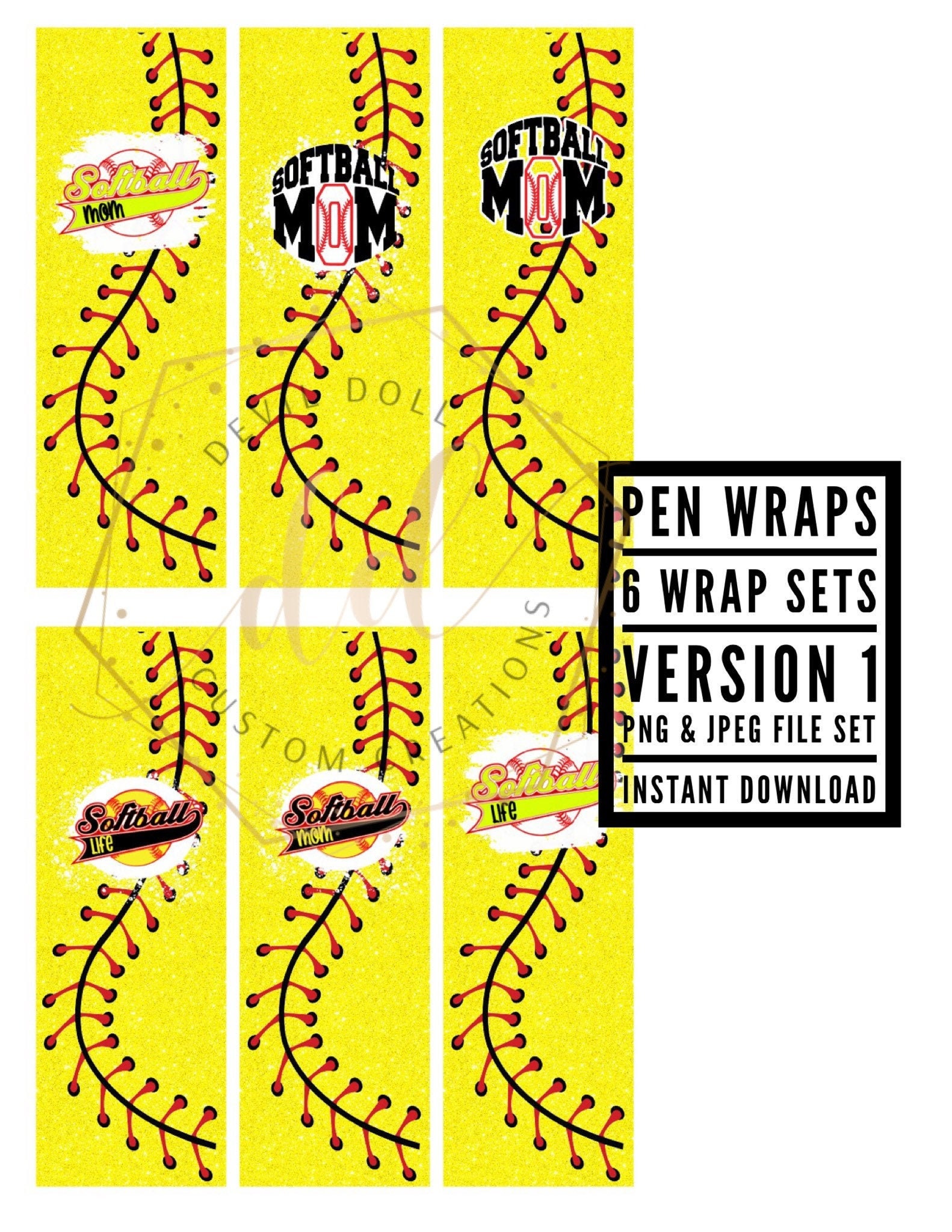 Pen Wraps Softball Version 1 PNG and JPEG Etsy UK