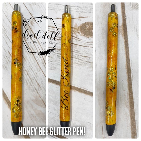 Glitter Pen Personalized Glitter Pen Epoxy Custom Pen Glitter Pen Custom Honeycomb Bee Custom Papermate Inkjoy Pen Glitter Pen Inkjoy