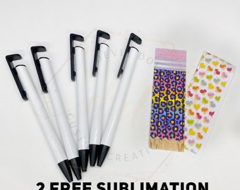 10 Pcs Sublimation Pens Blanks PLUS 2 Sublimation Pen Wraps Ready to Use  With EACH Pack,with Shrinkwrap That Doubles as a Mobile Phone Stand 