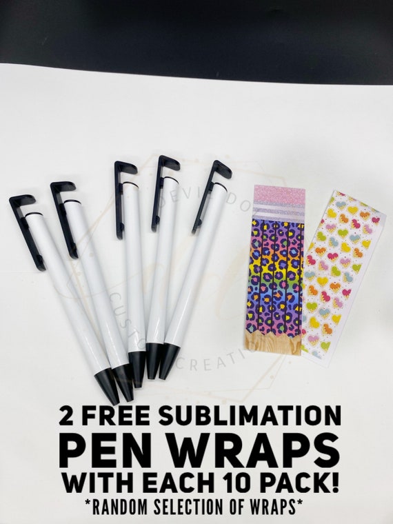 10 Pcs Sublimation Pens Blanks PLUS 2 Sublimation Pen Wraps Ready to Use  With EACH Pack,with Shrinkwrap That Doubles as a Mobile Phone Stand 