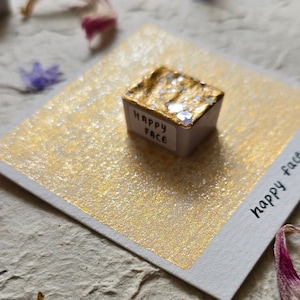 Happy Face Half Pan | Metallic Handmade Watercolors | Metallic Watercolor for Painting and Lettering
