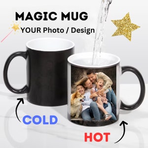 MAGIC MUG! Heat Activated Mug, 11oz, Hidden Message, Peak-a-boo Mug. Perfect Gift for Special Announcements, Occasions or Special Someone!