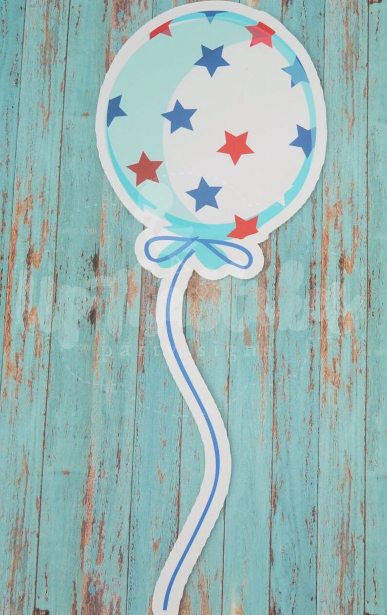 Red and Blue Star Patriotic Balloon Birthday Graphic Yard Greeting Sign