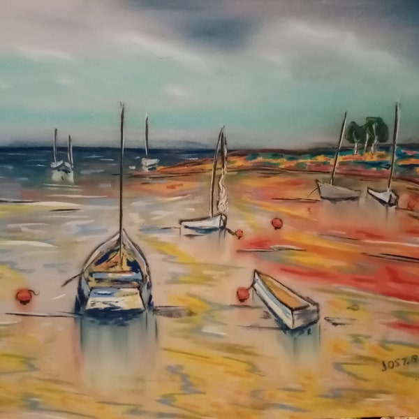 Paysage Breton . Oeuvre originale .Pastel sec sur papier pastelmat . 40 x 30 ( 15.7 x 11.8 ) . 2019 .