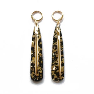 Pendientes Mila - Confeti Negro (Relleno de Oro de 24k)