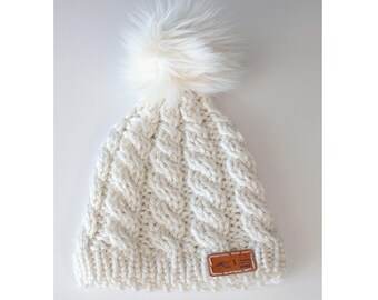 Cable Knit Winter Hat - Cream