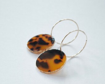 Olivia Hoop Earrings - Tortoise with Gold Foil Finish (14k Gold Filled)