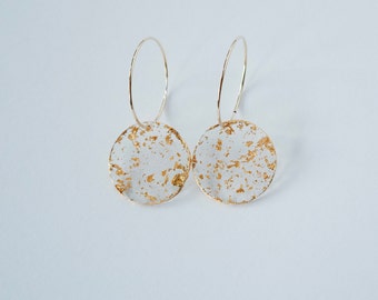 Olivia Hoop Earrings - Clear Confetti with Gold Foil Finish (14k Gold Filled)