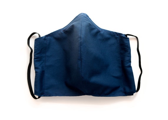 Large Reusable Face Mask with Insert Pocket and Nose Wire - Navy Large (Made with Liberty Fabric)