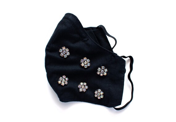 Reusable Face Mask with Insert Pocket and Nose Wire - Multicolor Embellished Mask