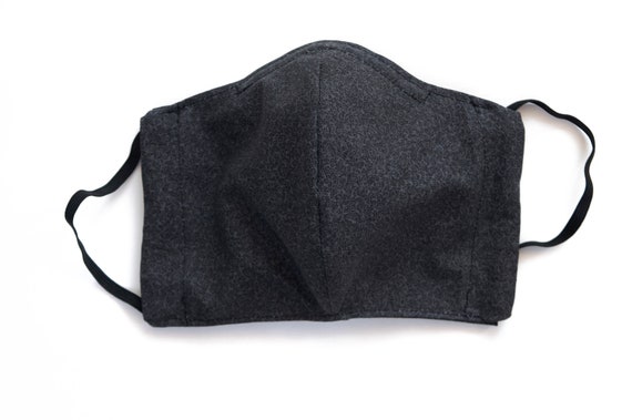 Large Reusable Face Mask with Insert Pocket and Nose Wire - Black Paisley
