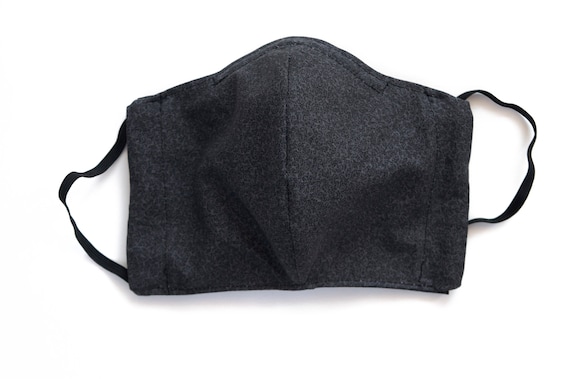 Large Reusable Face Mask with Insert Pocket and Nose Wire - Black Paisley