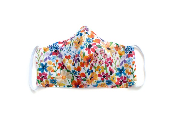 Reusable Face Mask with Insert Pocket and Nose Bridge - Dreams of Summer (Made with Liberty Fabric)